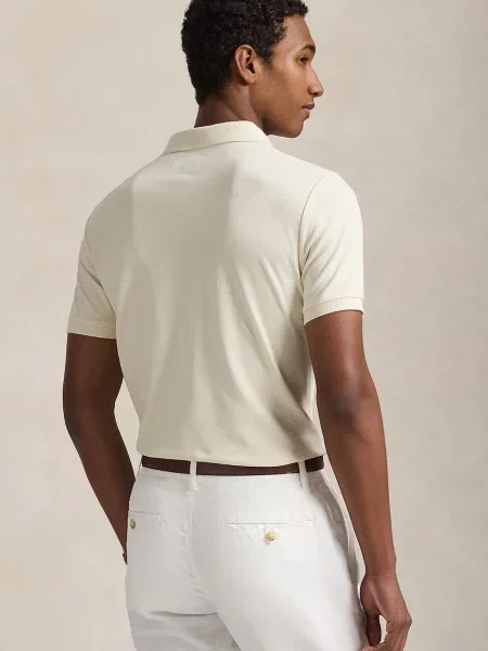 Polo Ralph Lauren polo tričko pánske s elastanom béžová