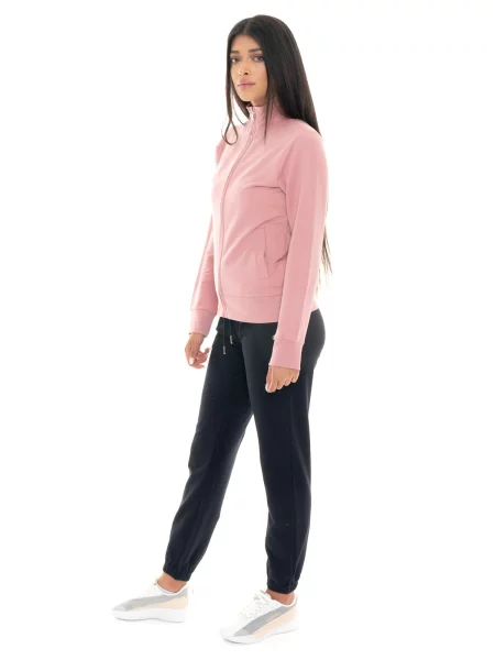 Bluza Leone Apparel Never Without ze stójką i zamkiem na zimę różowa