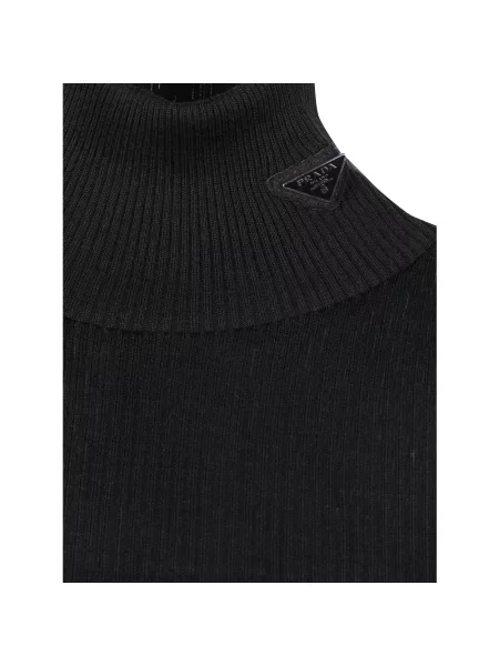 Dzianinowy sweter z golfem Prada czarny
