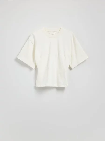 Reserved Tricou cambrat în talie crem