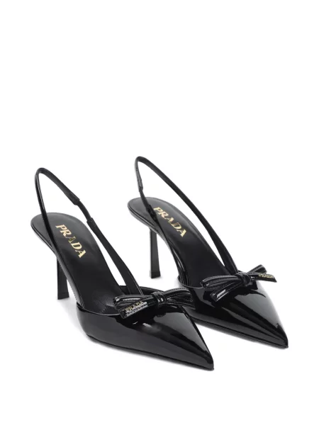 Pantofi cu toc Prada cu funde din piele slingback negru