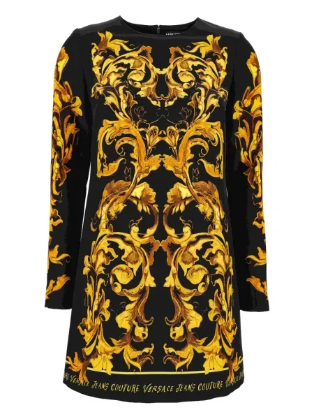 Rochie din denim Versace Jeans Couture cu imagine până la genunchi de costum negru