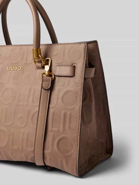 Shopperka Liu Jo White z logo skórzana brązowa