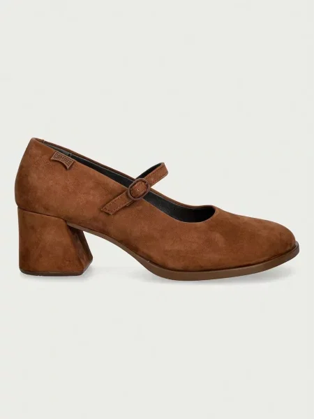 Pantofi cu toc Camper din nubuc maro