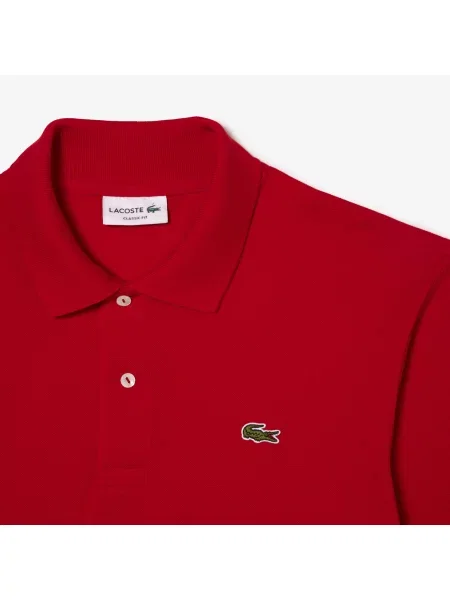 Lacoste Long-Sleeve Classic Fit Polo czerwony