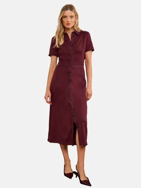 Love & roses Rochie tip bluză bleumarin / burgundy roșu