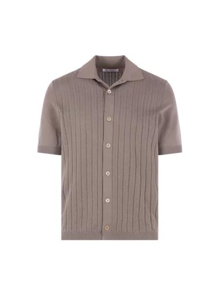 Dzianinowy kardigan Brunello Cucinelli brązowy