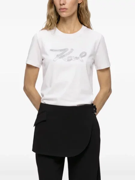 Stras tricou Karl Lagerfeld alb