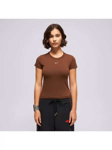 Nike T-Shirt W Nsw Nk Chll Knt Md Crp brązowa