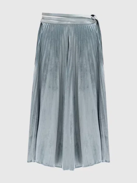 Оксамитова спідниця на запах з гофре Valentino блакитна