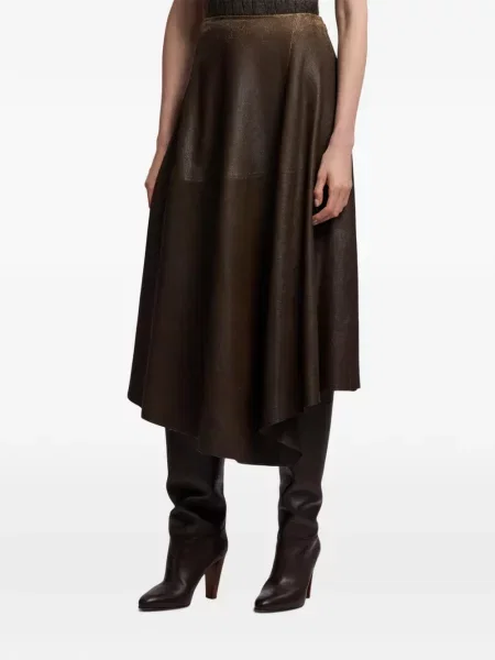 Fustă Ralph Lauren Collection asimetrică maro