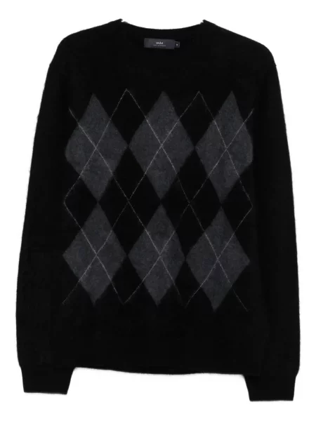 Кашмирен аргайл пуловер Arch4 черно
