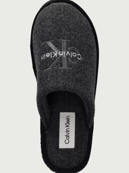Calvin Klein пантофи мъжки HOTEL SLIPPER MONOLOGO FELT сиво