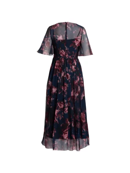 Rochie Erdem cu model floral cu imagine albastru