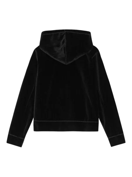 Hanorac cu glugă Ganni din velur negru