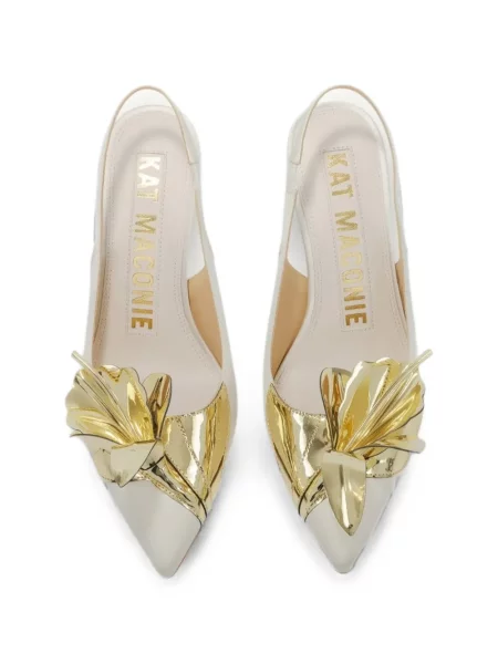 Papuci tip mules Kat Maconie cu model floral alb