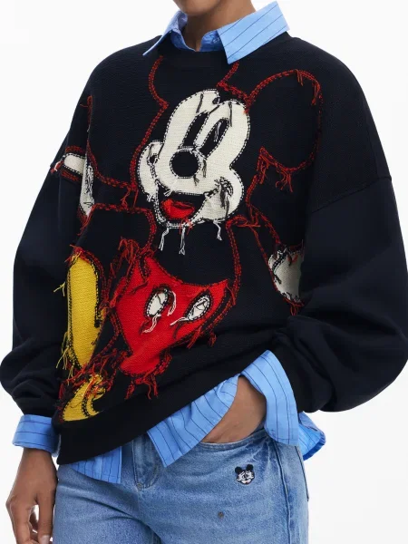 Desigual Суитшърт Hello Mickey черен