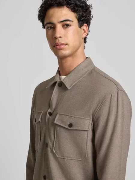 Kurtka koszulowa o kroju regular fit z dodatkiem model ‘MARK’ Only & Sons beżowa
