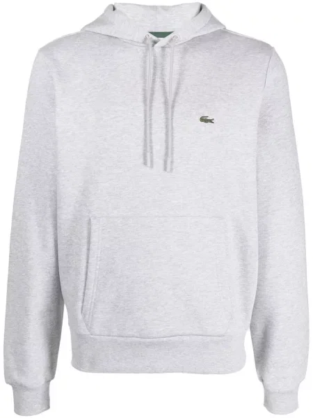 Hanorac cu glugă Lacoste din fleece gri