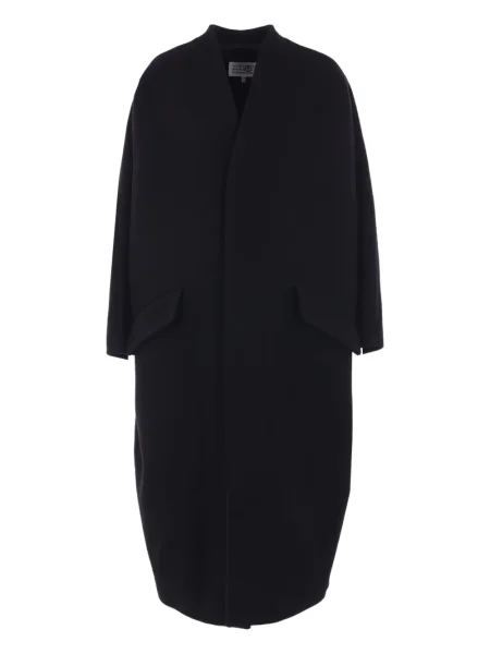 Długi płaszcz Mm6 Maison Margiela wełniany czarny