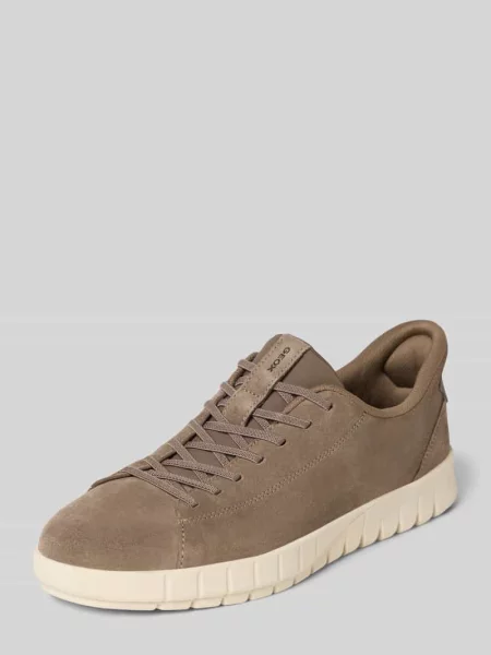 Sneakersy skórzane z detalem z logo model ‘FLEXTRIDE PLUS’ Geox beżowe