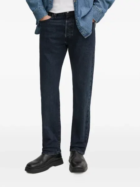 Proste jeansy Levi's 501 w paski ze stretchu dzwony niebieskie