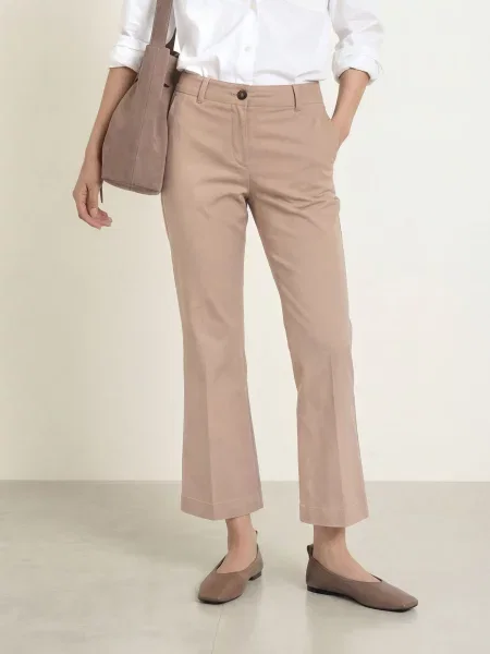 Marc O'polo Spodnie Bootcut Marthe Flared beige beżowe