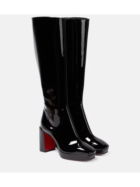 Cizme Christian Louboutin din piele cu imagine cu model leopard negru