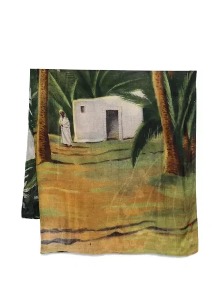 Szal Talking Walls z nadrukiem zielona