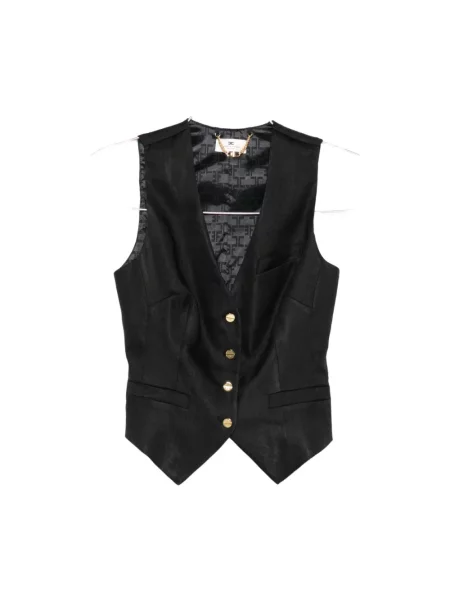 Lniana kamizelka Elisabetta Franchi czarna