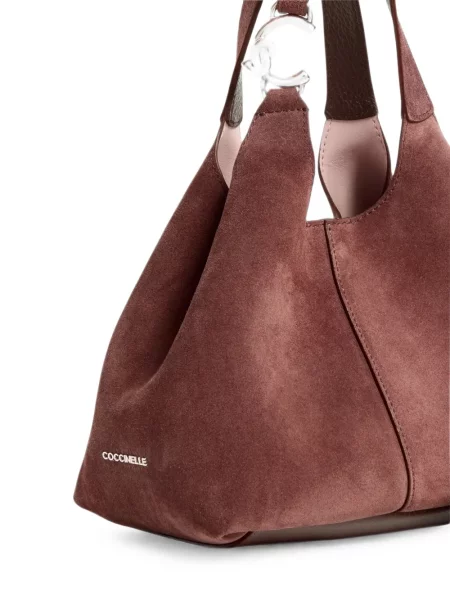 Geantă shopper Coccinelle din piele de căprioară roșu