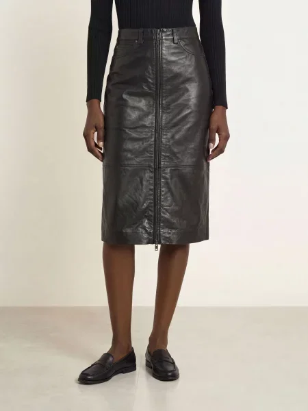 Inwear Kožená Sukně Jokoiw černá