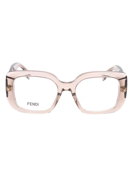 Okulary przeciwsłoneczne Fendi w geometryczne wzory beżowe