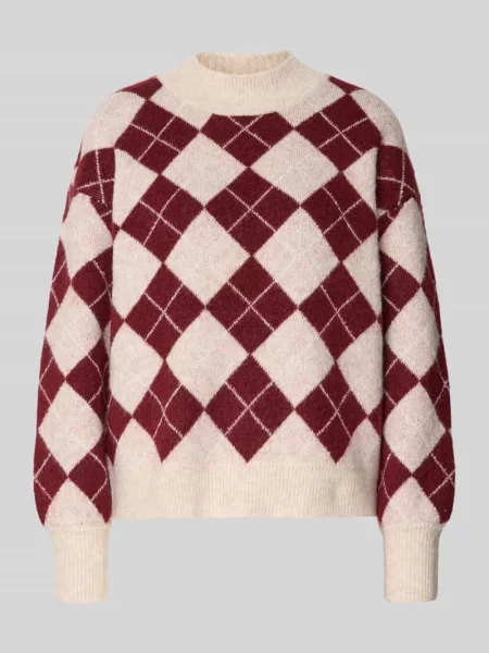 Sweter z dzianiny we wzór na całej powierzchni model EDEEN' Ichi beżowy