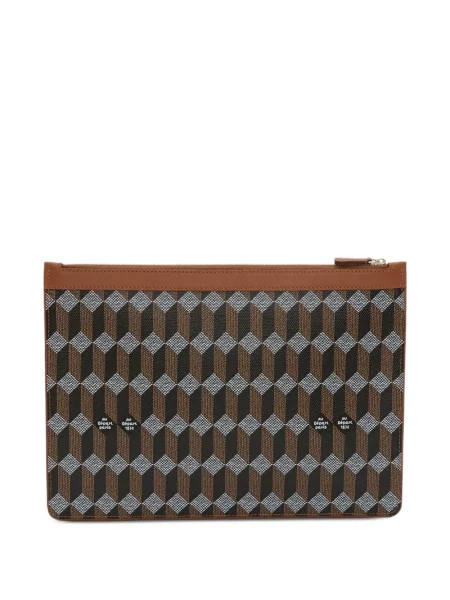 Kožna clutch torbica Au Départ s printom smeđa