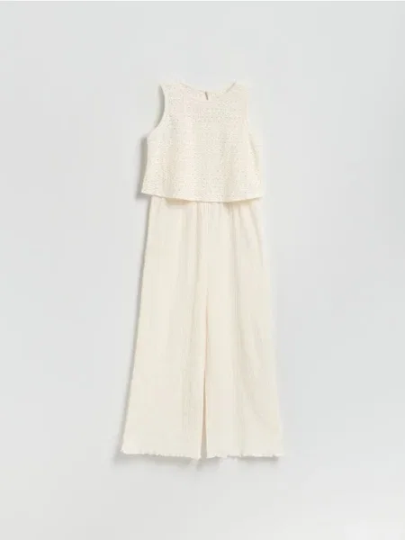 Reserved Комбінезон із мереживним верхом кремовий 