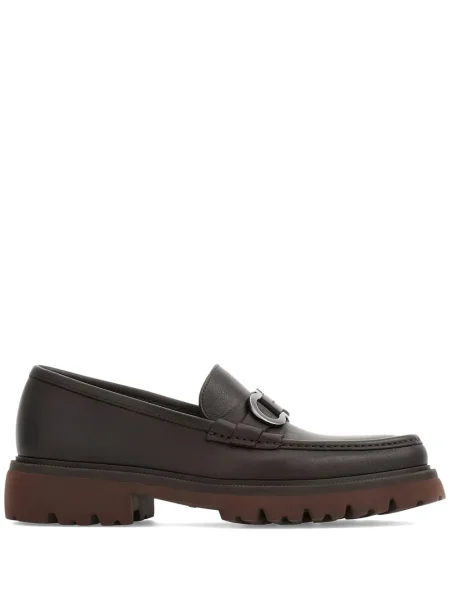 Pantofi loafer Ferragamo din piele cu cataramă maro