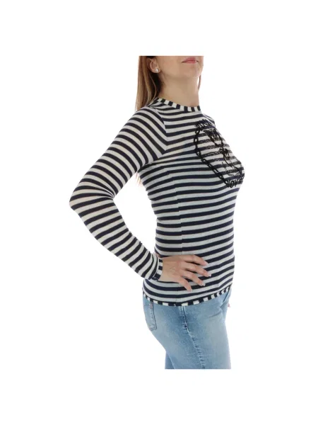 Tricou mânecă lungă Pinko cu dungi negru