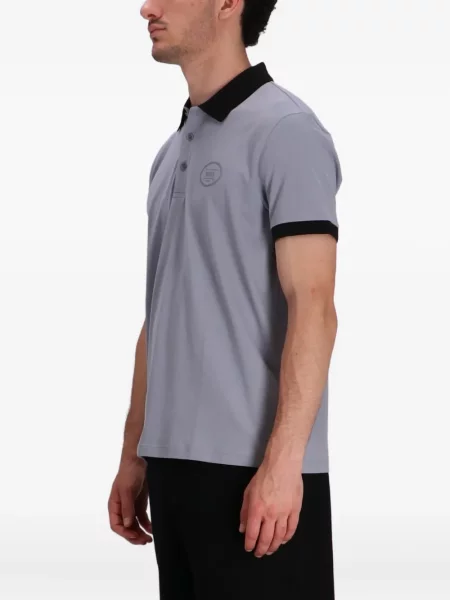 Gulerat tricou polo Boss gri