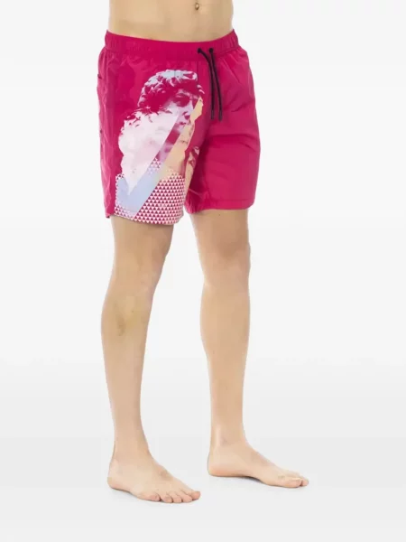 Slip de baie Bikkembergs cu imagine cu cordon roz