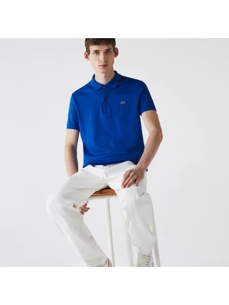 Lacoste Koszulka Polo Regular Fit Z Bawełny Pima niebieska