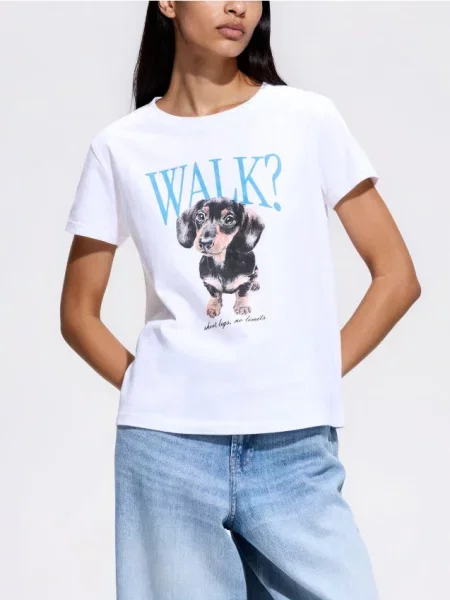 Reserved Tricou cu imprimeu alb