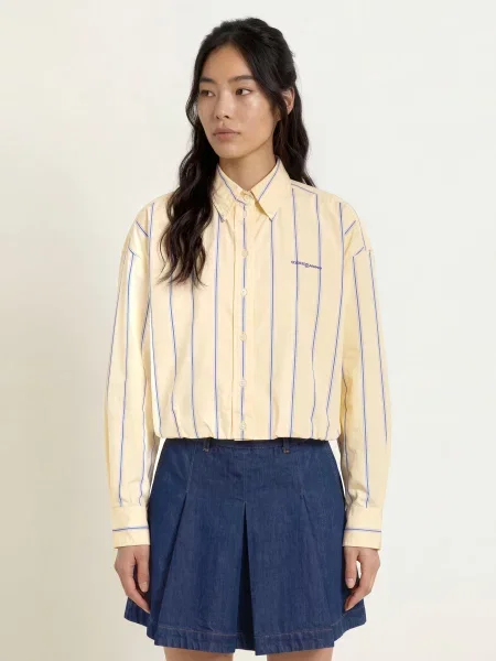 Tommy Jeans Krátká Košilová Halenka žlutá modrá