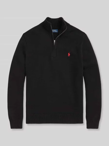 Sweter Ralph Lauren z kołnierzem z długim rękawem czarny