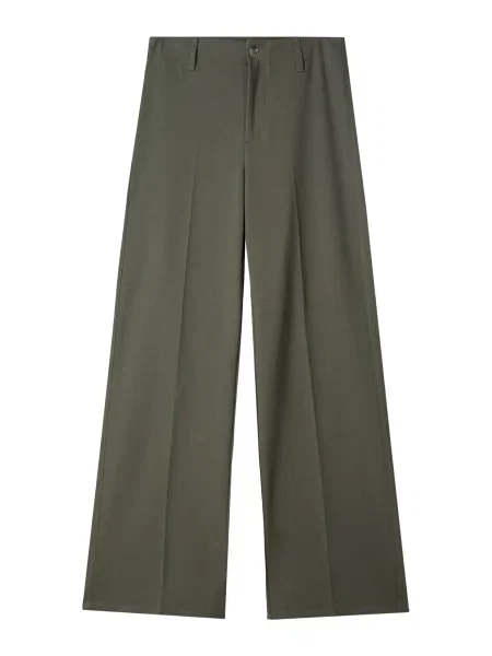 Bershka Pantaloni cu dungă închis verde