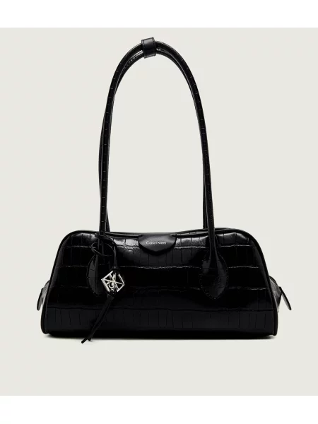 Calvin Klein Táska Emblem Trio Croco Shoulder Bag fekete