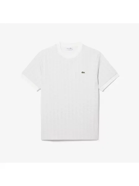 Lacoste Koszulka Żakardowa Z Monogramem Szary biała