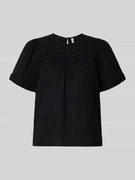 Bluzka o kroju relaxed fit z czystej bawełny model SIKKA' Pieces czarna