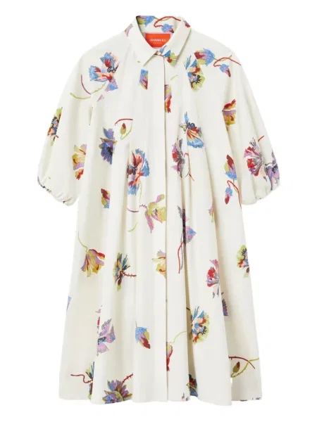 Rochie mini La Doublej cu model floral cu imagine de costum alb