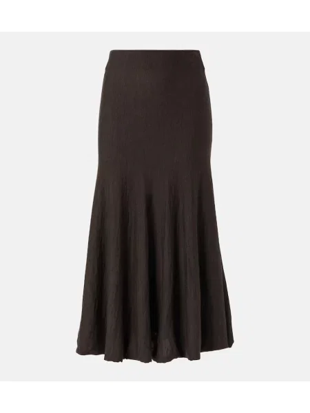 Spódnica midi Khaite wełniana do kolan brązowa